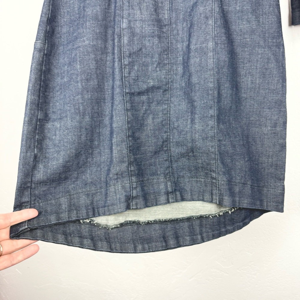 Prairie Underground Denim 3/4 Sleeve Sheath Dress With Zipper Details Size L - Picture 5 of 11